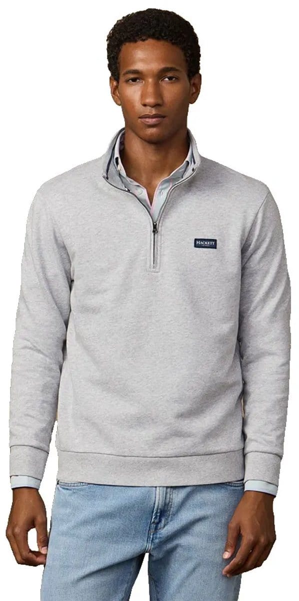 Hackett Heritage Ess Badge Sweatshirt Met Halve Rits Grijs M Man