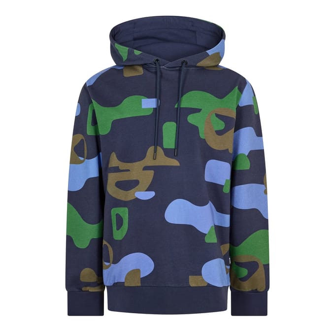 Boss Mannen Camouflage Logo Hoodie (Donkerblauw)