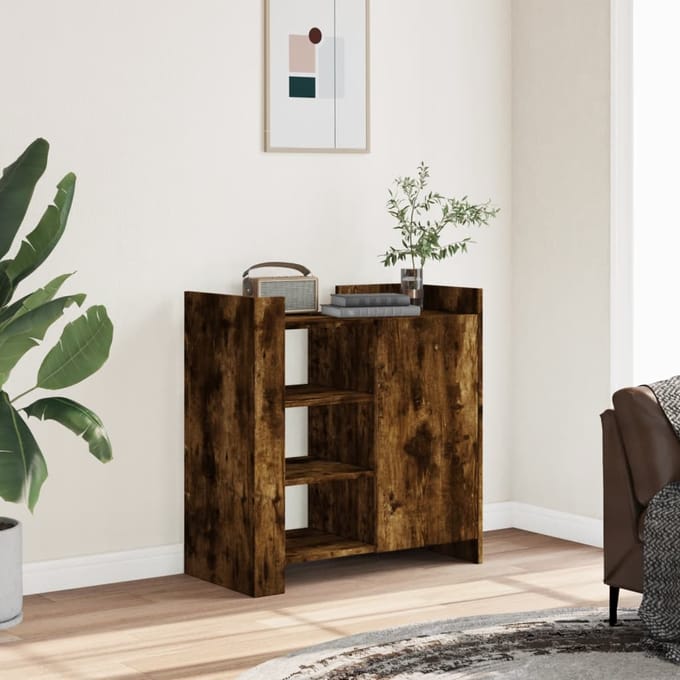 vidaXL - Dressoir - 73,5x35x75 - cm - bewerkt - hout - gerookt - eikenkleurig