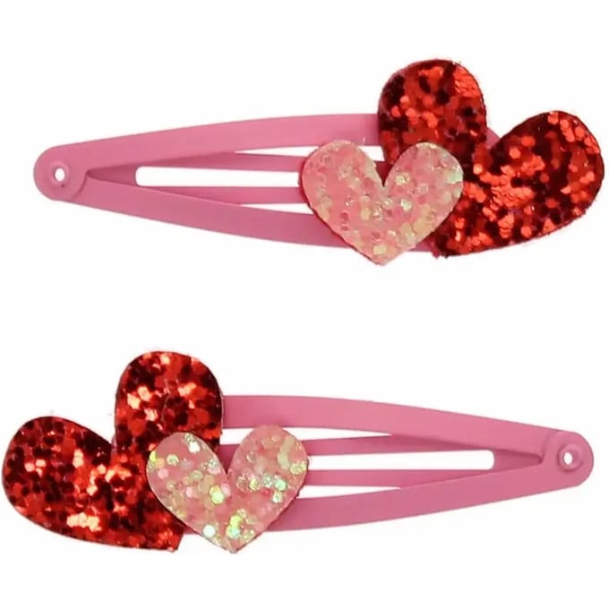 Glitter haarspeld Rex London Love Hearts (x2)