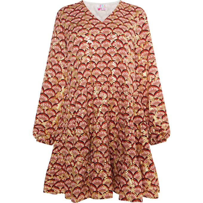 IZIA Jurk Dames Camel Veelkleurig