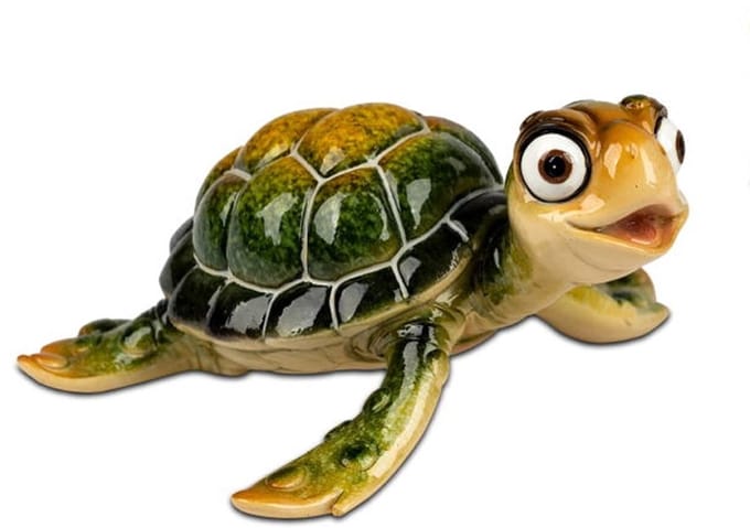 Schildpad - Decoratie - Groen - Vrolijk - Beeld - 11x11x5.5cm - Polyserin