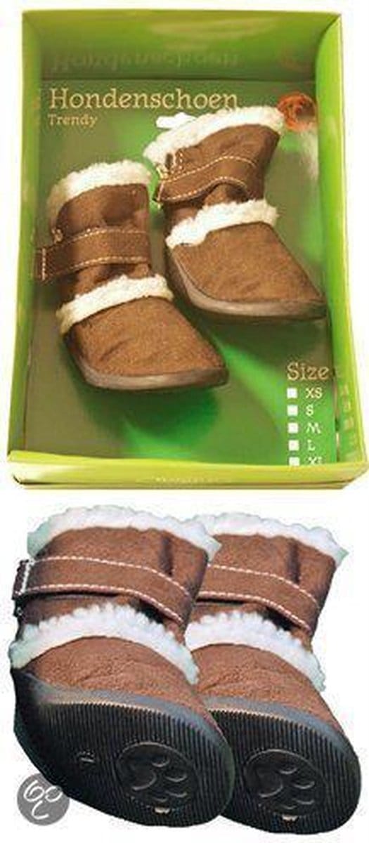 Hondenschoenen Trendy Bruin Met Bont - S