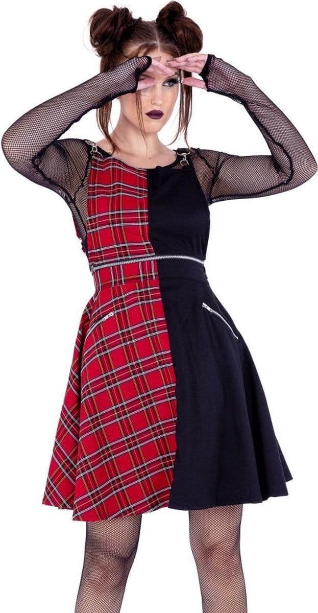 Heartless - Into the Void Pinafore Korte jurk - M - Zwart/Rood