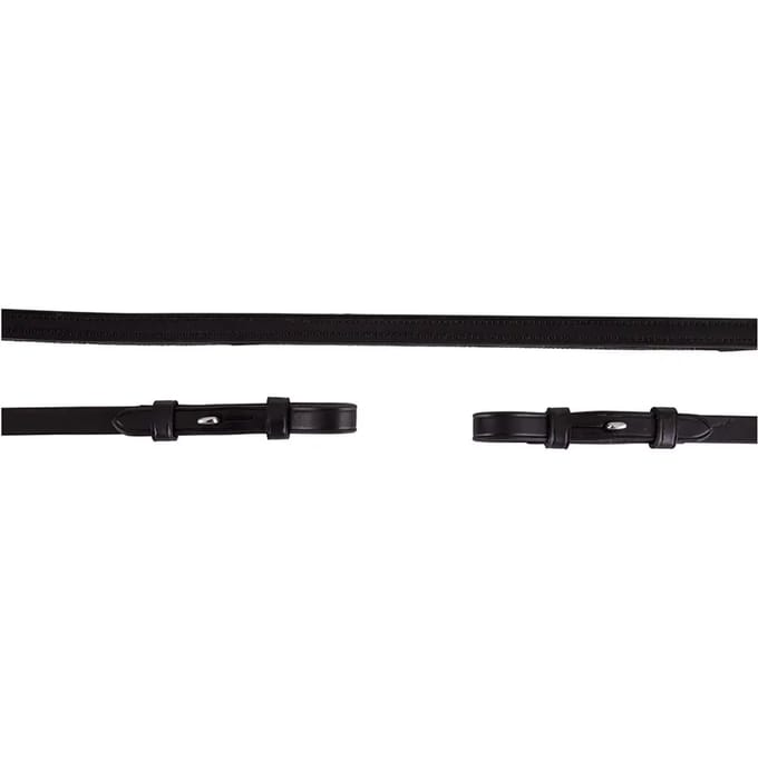 BR Lederen Antislip Stangteugels, Ronde Gesp, Blinde Sluiting, 13 mm Zwart/Zilver - Full