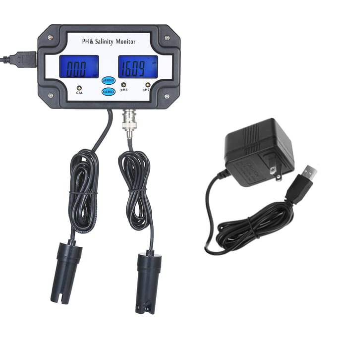 PH/Zoutgehaltemeter Waterkwaliteitstester Detector PH- en zoutgehaltemonitor 2-in-1 analyse van de waterkwaliteit US Plug