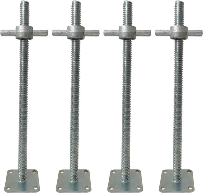 Steiger Nivelleer Krikken - Verstelbare Steigerpoten - Steigers Stabiliseren - Solide Staalconstructie - 61 cm - Zilver