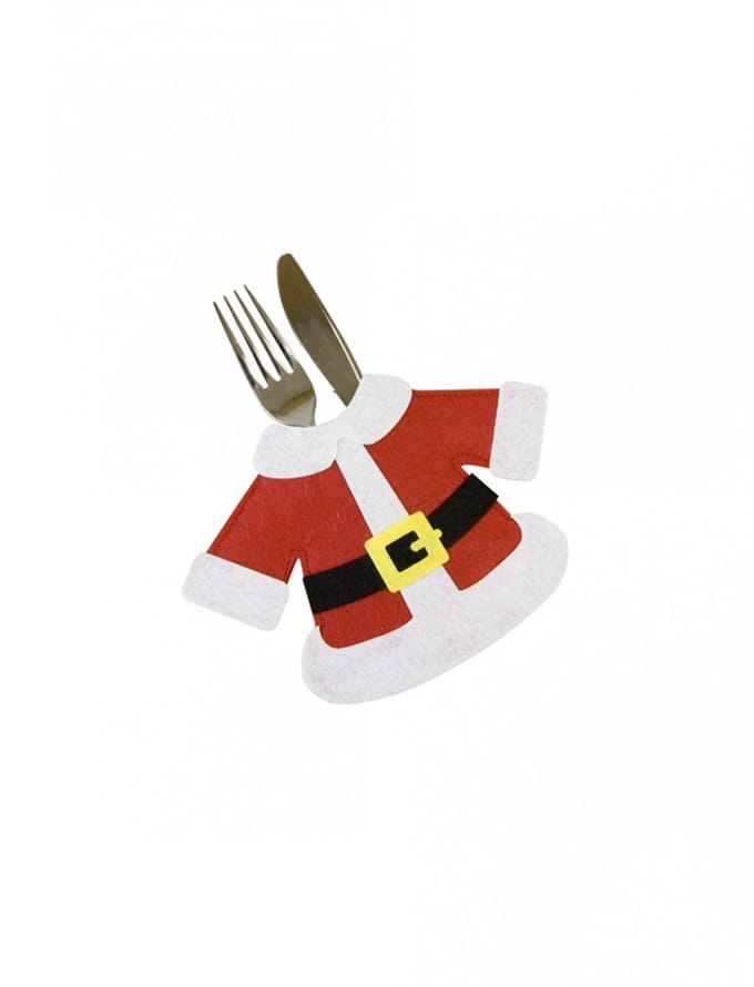 HOBI - 2 bestekhouders Kerstman-jas rood 14 x 19 cm voor de tafel