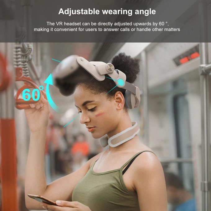 Hoofdband Compatibel met Meta Quest3 VR Headset 5000mAh Oplaadbaar 360 graden Omwikkelbaar Verstelbaar wit