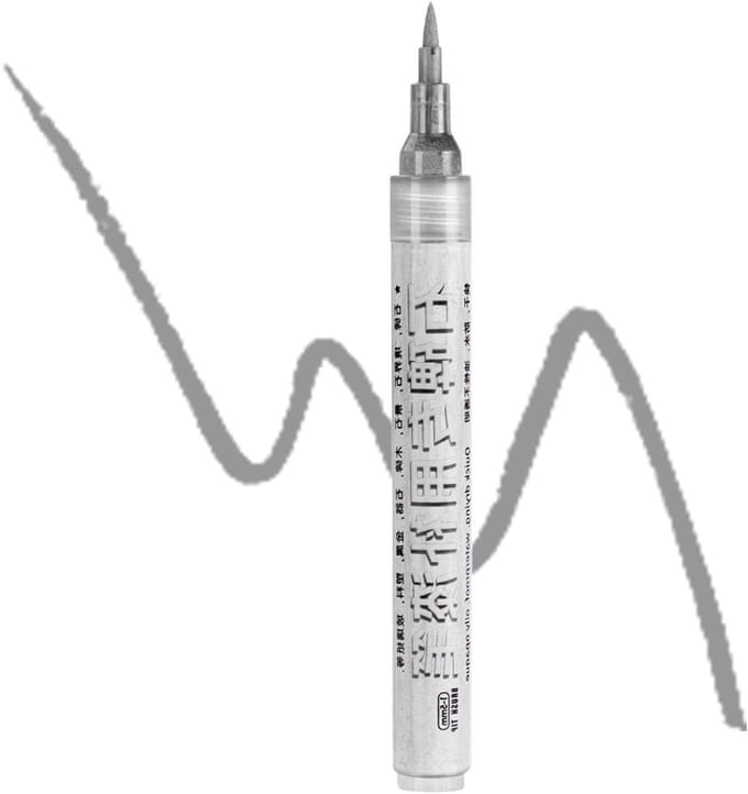 Steen Verf Marker - Restauratie Stift - Inscripties Herstellen - Waterbestendige Formule - 16 cm - Zilver