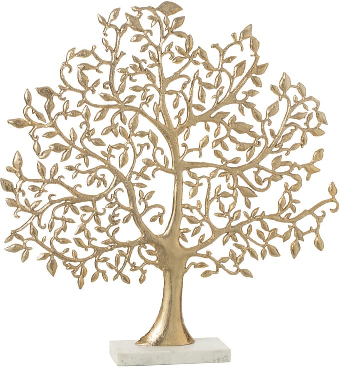 J-Line decoratie Boom Blad - aluminium - goud - large