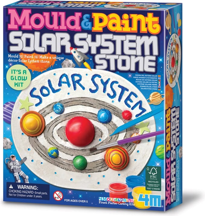 4M Knutselen - Giet En Verf - Zonnestelsel Steen - Creatief Speelgoed - Hobbypakket - 5 Jaar