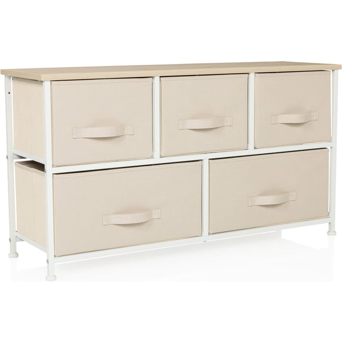 Ladekast FOLDAR 100x30x55cm 5 vakken beige hjh LIVING