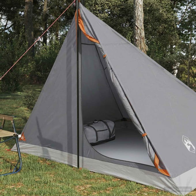 vidaXL - Backpacking - Tent - 4-persoons - Grijs - en - Oranje