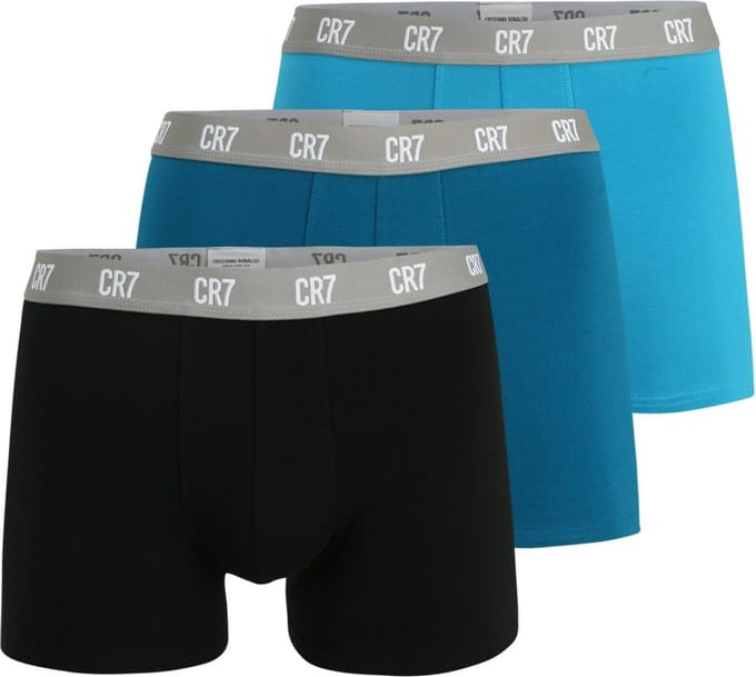CR7 Heren Boxershorts Effen Blauw/Teal/Zwart 3-Pack - Maat S