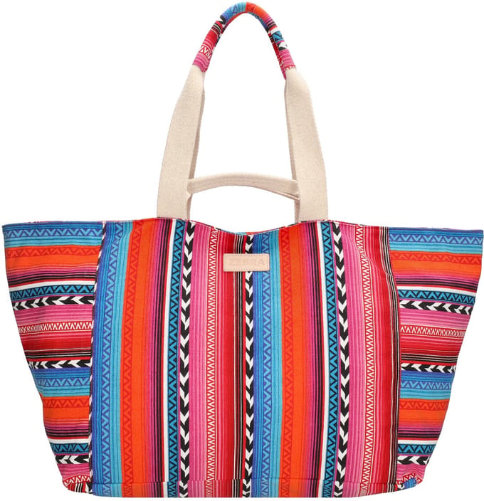 Zebra Trends Richelle Strandtas - Ritssluiting - Schoudertas - Ritsvak - Shopper - Zomertas - Beach - Multi fuchsia