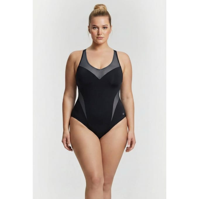 Arena W Isabel Light Cross Back One Piece Plus Black-white Größe: 3X | Badeanzüge Outlet | Damen | Schwarz