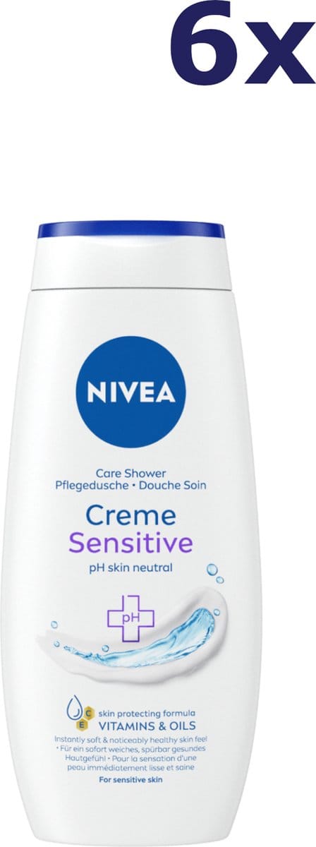 6x Nivea douchegel 250ml Creme Sensitive