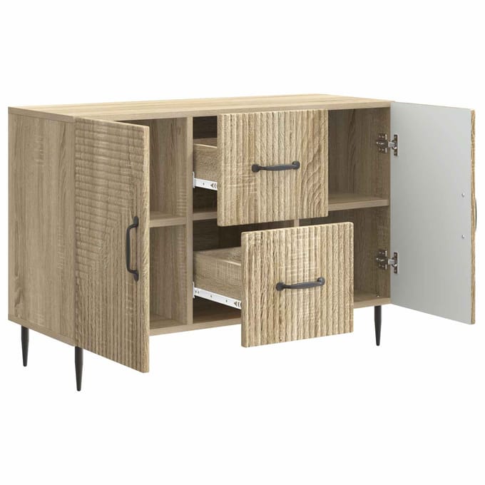 vidaXL - Dressoir - met - lade - Sonoma - Eiken - 89 - x - 34,5 - x - 60 - cm - Bewerkt - hout