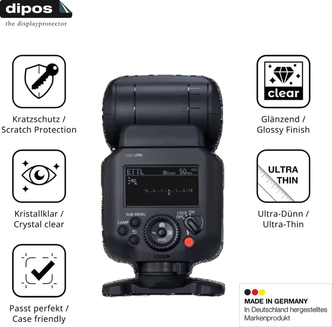 dipos – 4x Beschermfolie geschikt voor Canon Speedlite EL-5 | Krasbestendige & heldere Screenprotector Ultra-Thin