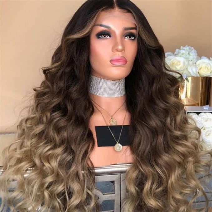 Damespruik Bruin Lang Krullend Synthetisch Haar Hittebestendig Cosplay Pruik brown