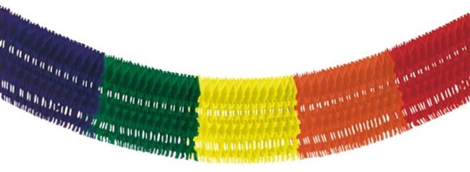 Guirlande extra groot, papier 10 m "Rainbow fringe" brandvertagend