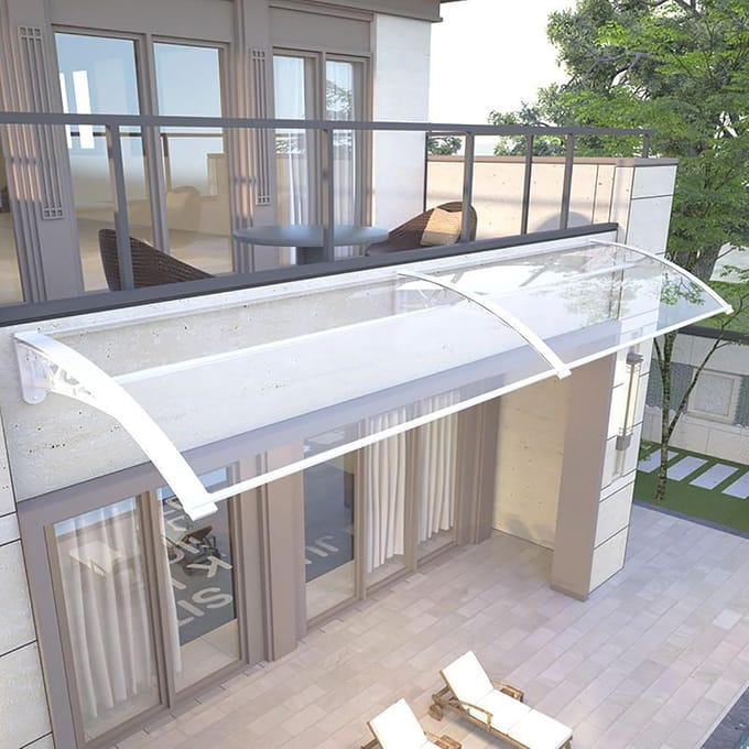 Deurluifel Polycarbonaat - Regenopvang Deksel - Bescherming Buiten - Stabiele Constructie - 60x120cm