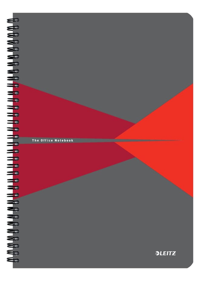 Leitz Office Notitieboek A4 Gelijnd - met PP Omslag - 80 Grams Papier - Rood