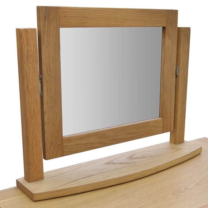 vidaXL - Kaptafel - met - krukje - massief - eikenhout