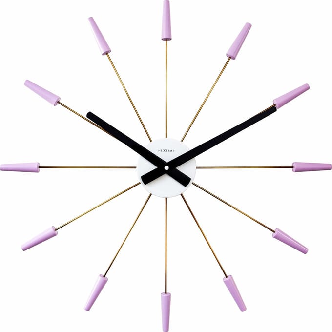 NeXtime Plug Inn – Wandklok – 58 cm – RVS – Lavendel – Stil