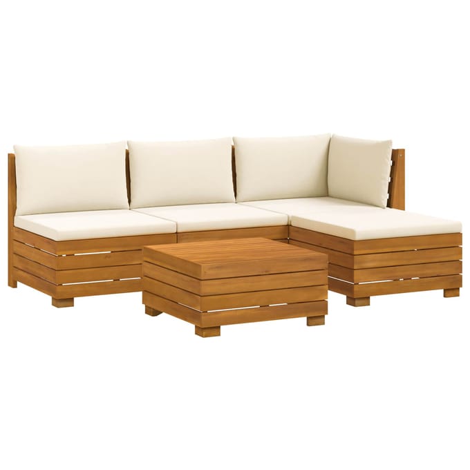 vidaXL - 5 - st - Buiten - bank - set - Massief - Acacia - Hout - Bruin