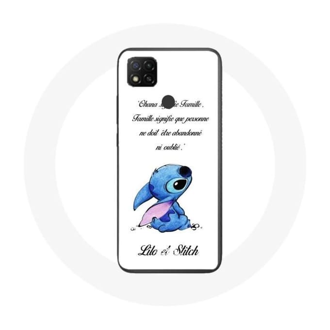 Coque - Maniacase - Xiaomi Redmi 9C - Souple - Blanc - Lilo et Stitch Ohana Citation blanc