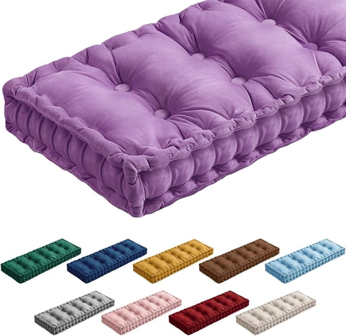 Lange Bankkussen met Memory Foam voor Binnen en Buiten - Dik Gewatteerd Fluweel