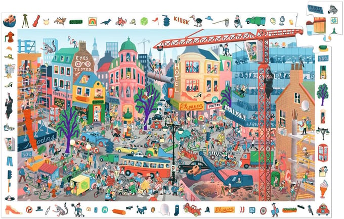 Djeco puzzel - 200 stukjes stad - kleurrijke legpuzzel voor kinderen.