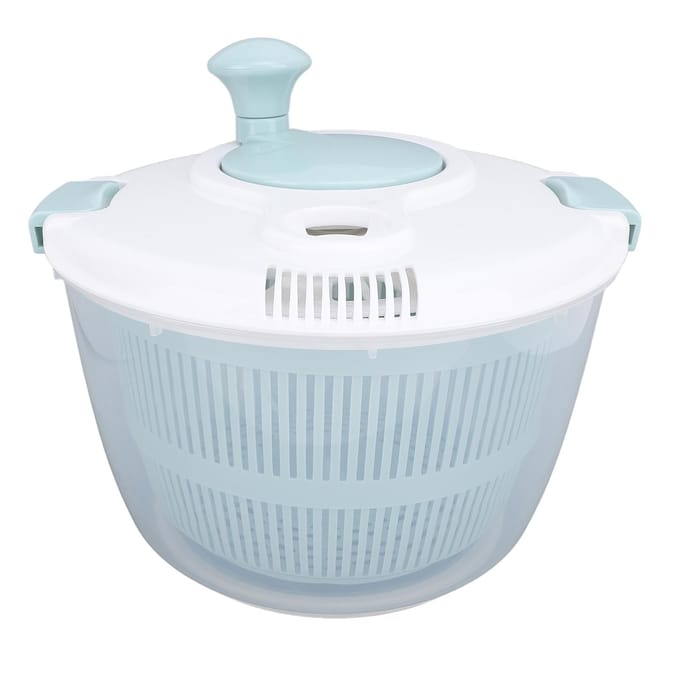 Slaspinner PP 5L Multifunctionele Slaspinner Groentedroger Fruitwasser met Deksel Afgietkom Zeef voor Thuis L white