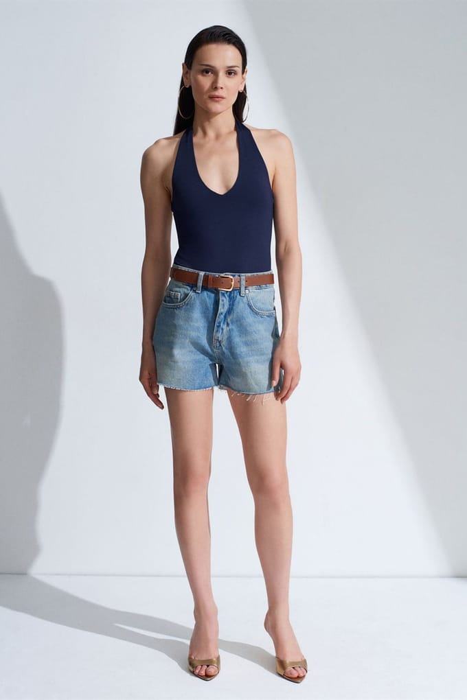 Halternek Cut-Out Bodysuit
