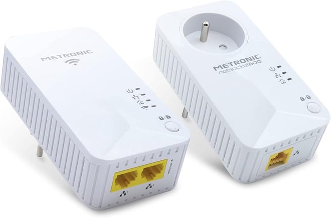 WiFi Powerline Adapter met Stopcontact - 600 Mbit/s Snelheid - 3x Ethernet Poort