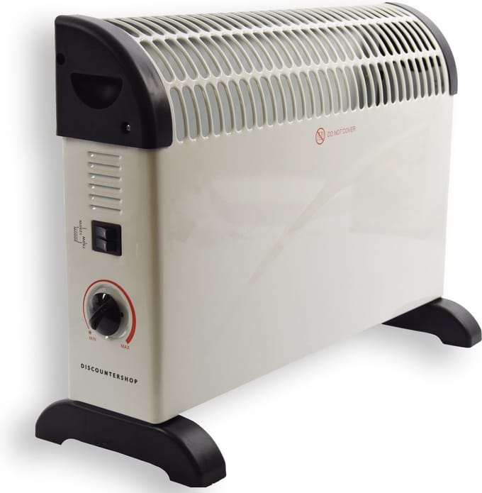 Discountershop Elektrische Convectorkachel - 750 /1250 / 2000 Watt - Verstelbare Thermostaat - Wit