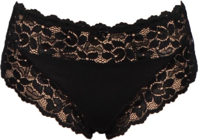 J&C dames tailleslip met kant - microfiber - Kanten vrouwen onderbroek - Elastisch - Zwart / M