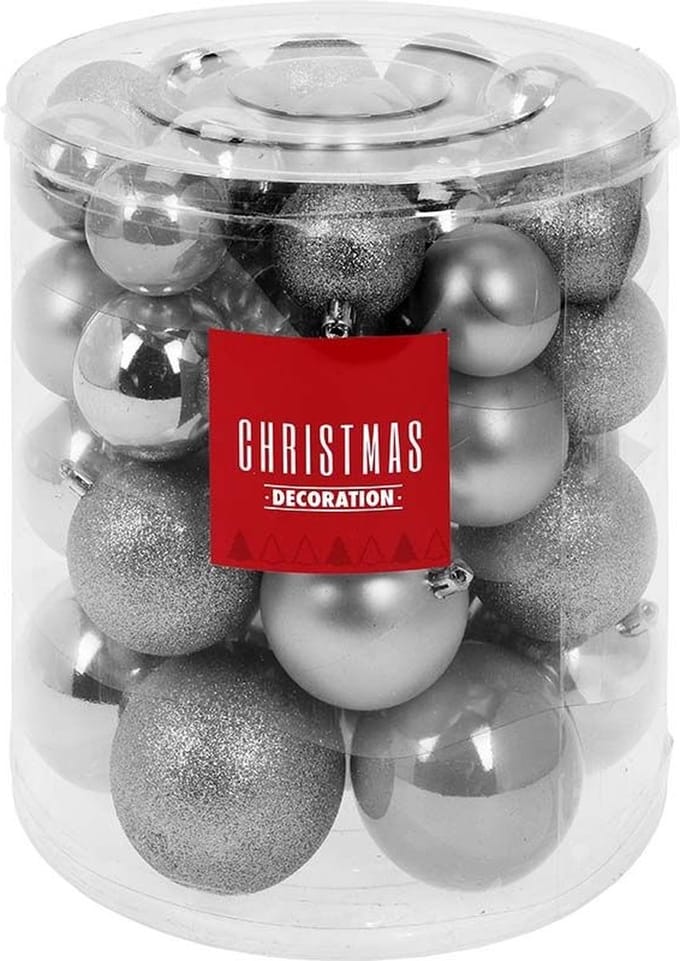 Christmas Decoration Kerstballenset - 44 Stuks Plastic - Zilver