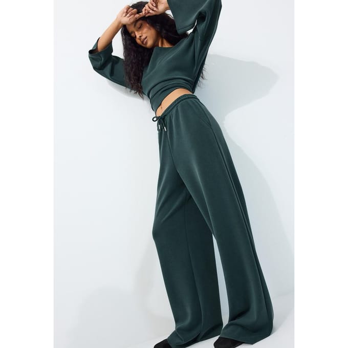 Stradivarius Joggingbroek palazzo zachte touch  Kaki XS