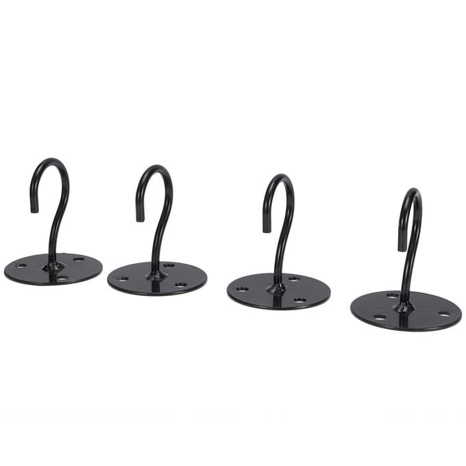 4 stuks Home Metalen Plafondhaken Muurhaken voor Lantaarns Bloempotten Windgongen Zwart zwart