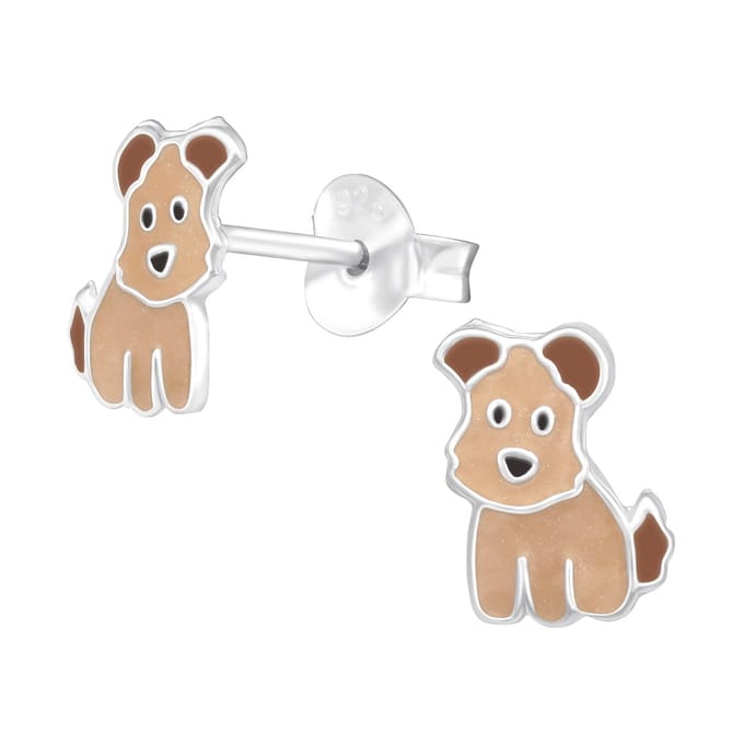 Princess Oorbellen Hondje - 925 Zilver E-Coating - Dier - 6x8mm