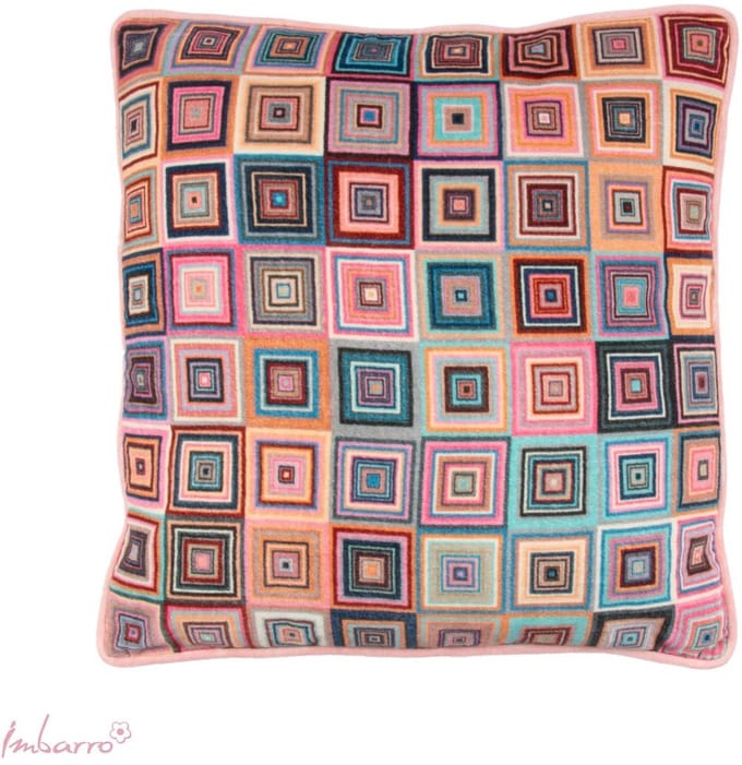 Imbarro - Sierkussen - Kussen - Colour Blocks - Velvet Katoen - 50x50 cm - Multicolor Blokjes