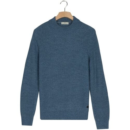 Thomas Maine Trui Turtle Neck Half Cardigan Stitch Elastan Plated Melange Color Light Denim / male