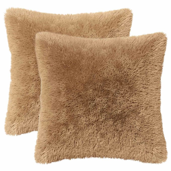vidaXL - Kussensloop - 2 - pcs - HEERLEN - Taupe - 30 - x - 30 - cm - PV - Fleece