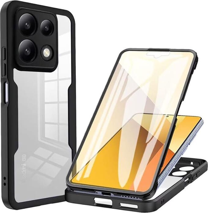 Hoesje geschikt voor Xiaomi Poco X6 Pro - Techsuit ColorVerse 360 Case met Screenprotector - Zwart