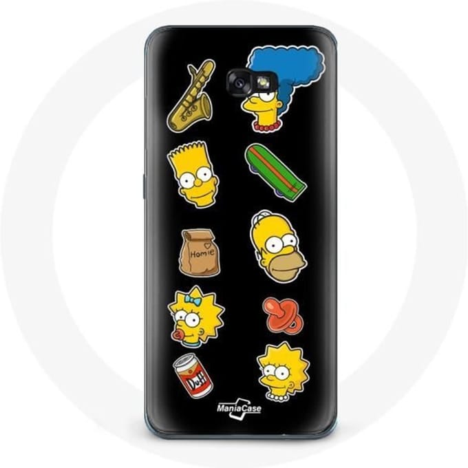 Coque - Les Simpson - Samsung Galaxy A3 2017 - Noir - Souple - Autocollants noir