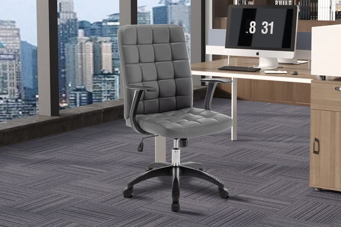 Bureaustoel Luka | 58 X 59 X 96 Cm | Grijs - Rousseau - Bureaustoel - Grijs - Polyester