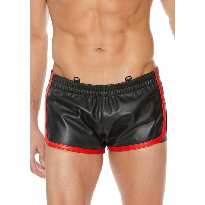 Lederen Versatile Shorts - Zwart / Rood